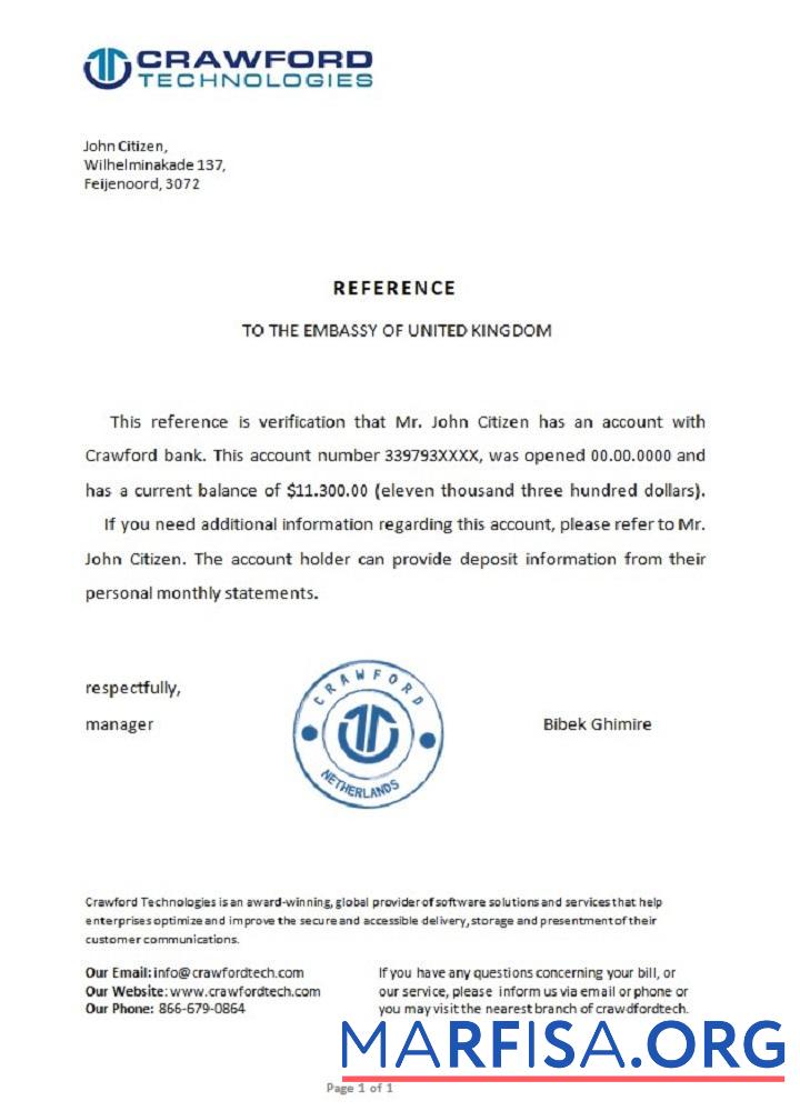 Downloadable Netherlands Crawford bank reference real example